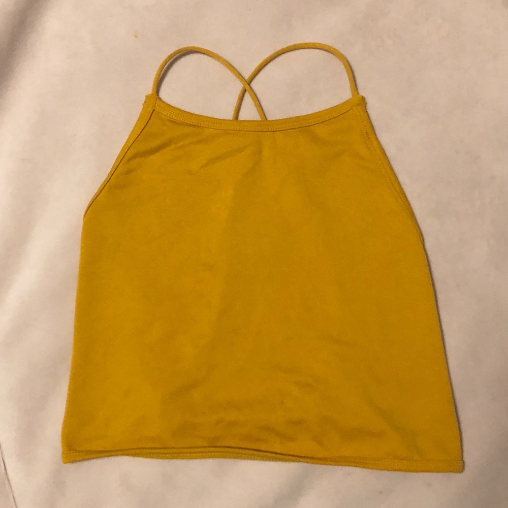 Forever 21 Mustard Yellow Backless Crop Tank Top